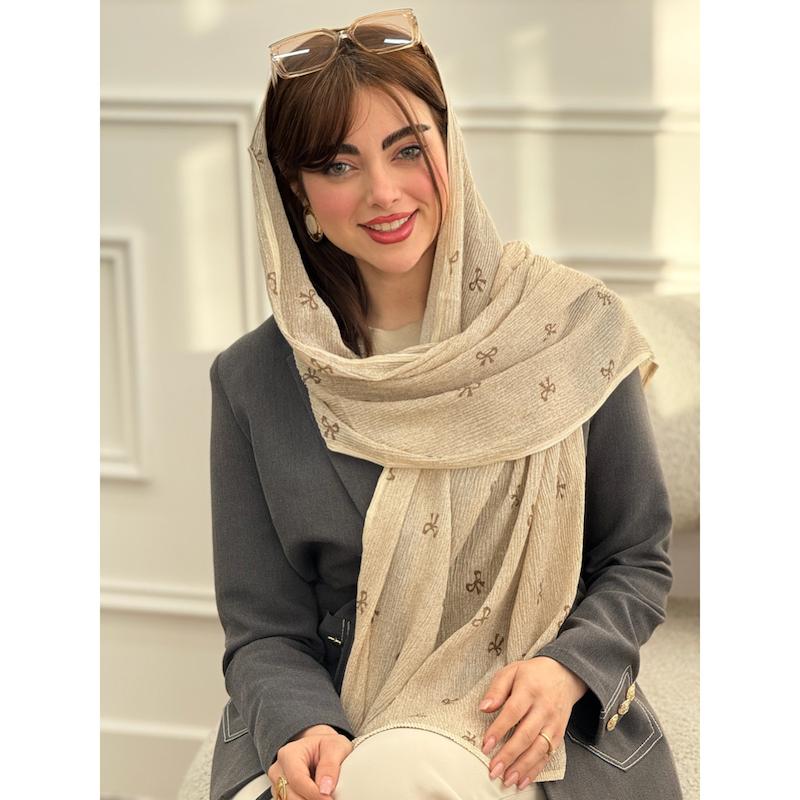 شال پلیسه نخی گان دوزی پاپیون کد 3919