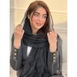 شال تور ریز لوزی گان دوزی مشکی  کد 3936