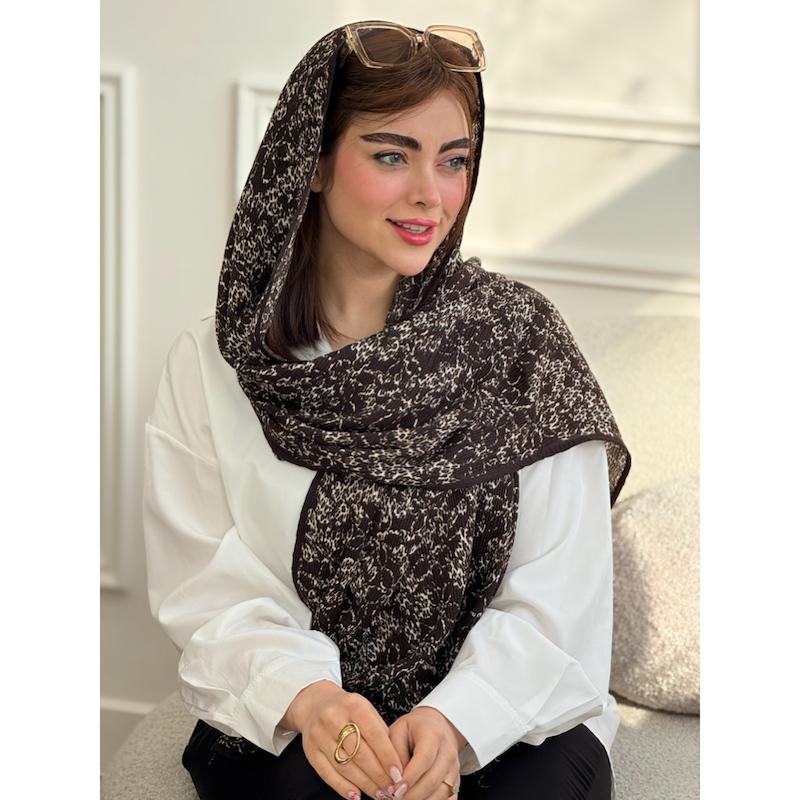 شال نخی بهاره دورگان قهوه ای کد 3918