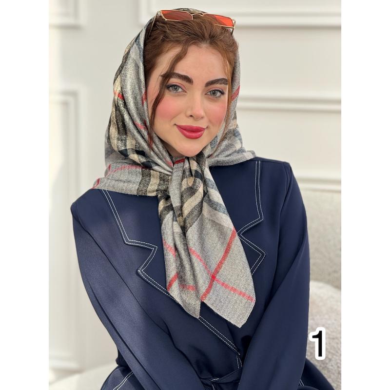 روسری نخ لمه شاین طرح باربری کد 3891