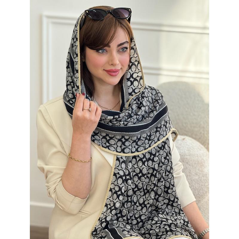 شال پلیسه نخی دورگان طرح کوچ کد 4197
