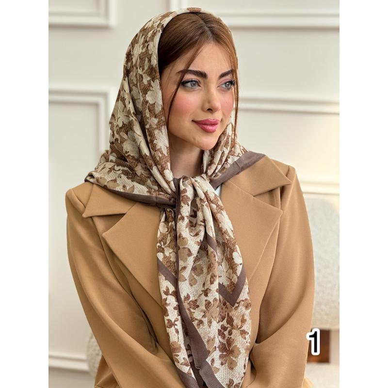 روسری نخی گارزا ژاکارد بهاره طرح گل کد 4112