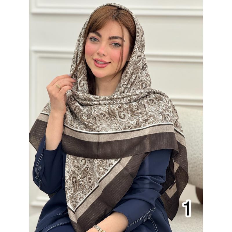 روسری نخ لمه طرح ترمه کد 4292