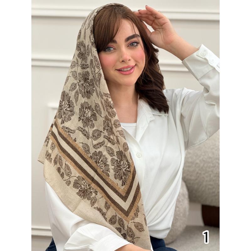 روسری نخی طرح برگ گل کد 4278