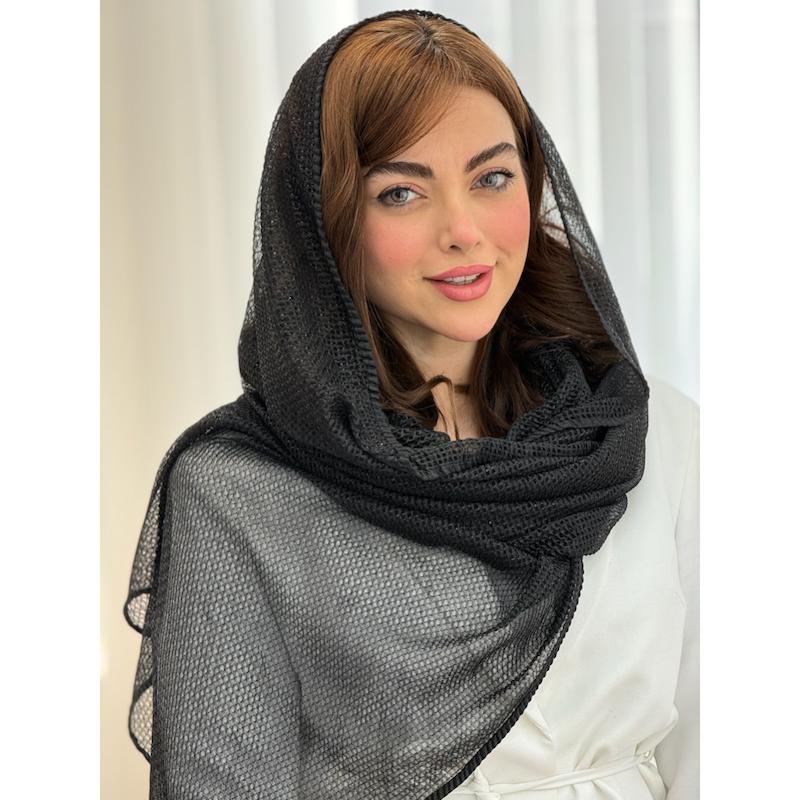 شال مشکی مجلسی زنبوری کد 4352