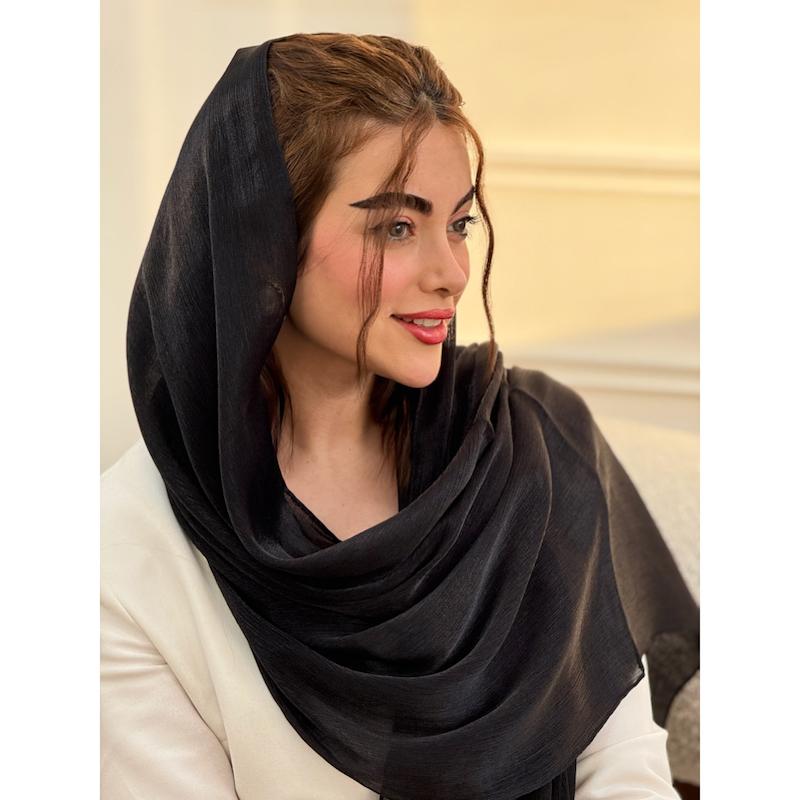 شال ابریشم لیزری مشکی کد 4361