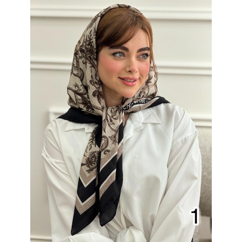 روسری نخی اسکالر طرح گل میخک کد 4275