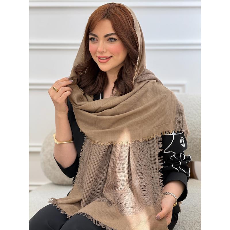شال نخی ساده حاشیه حصیری دور ریش کد 4415
