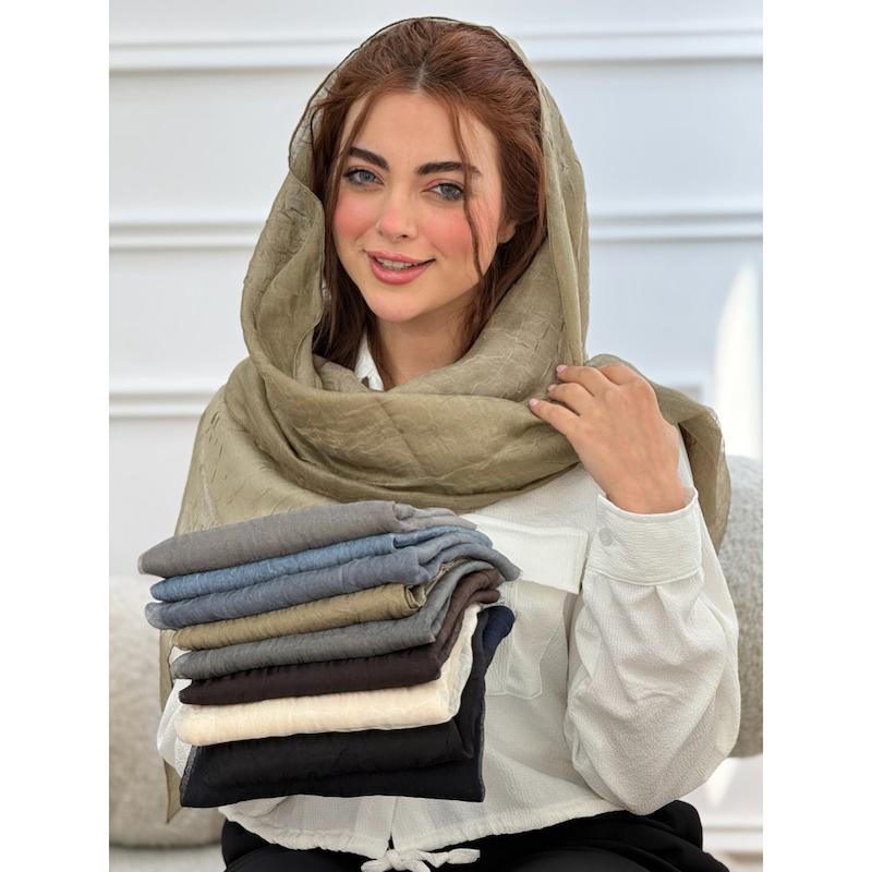 شال حریرنخ چروک مونو کد 4409