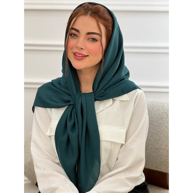 روسری نخی ساده درختی دوردوخت کد 4413