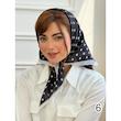 مینی اسکارف نخی طرح سفید و مشکی کد 3961