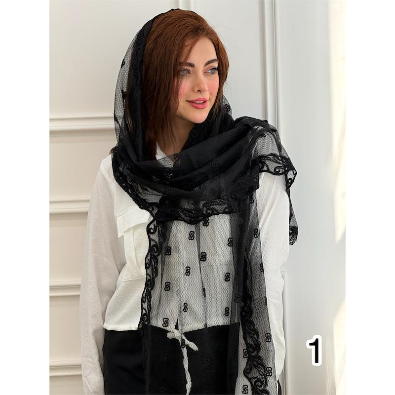 شال تور مشکی گلدوزی شده کد4371