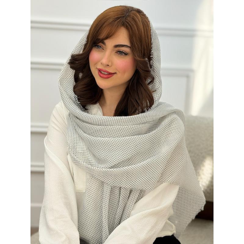 شال نخی پلیسه خال‌خالی کد 4436