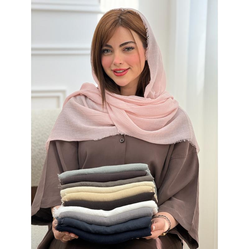 شال نخی پلیسه ساده دورریش کد 4465