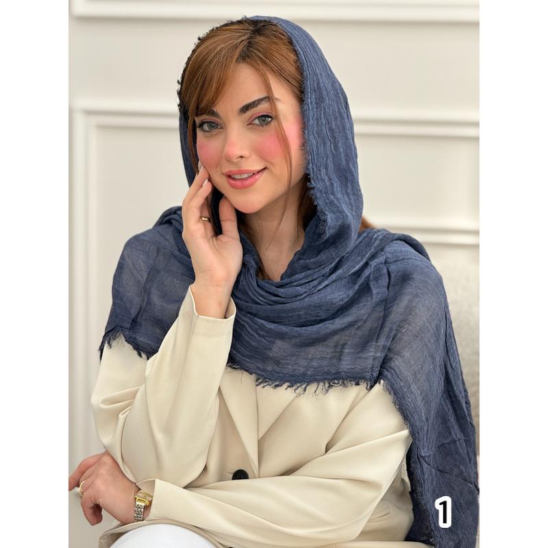 شال نخی کنفی دورریش سرمه ای کد 4522