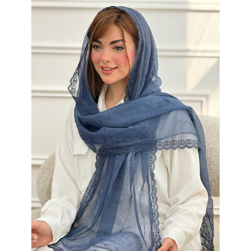 شال حریر مجلسی دور دانتل گوچی کد 4515