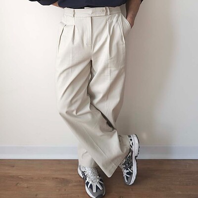 straight leg cotton trousers