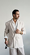 masculine creamy cotton coat