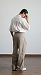 creamy big pocket trousers