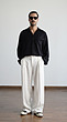 wide leg pleated white pants