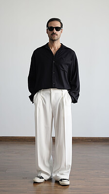 wide leg pleated white pants