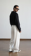 wide leg pleated white pants