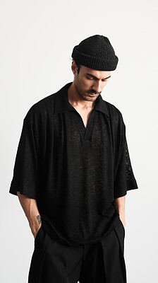 black knit poloshirt