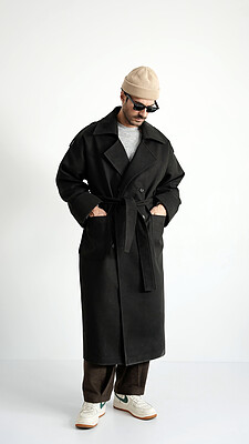 black longline overcoat