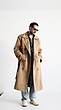 camel longline suede trench coat