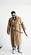 camel longline suede trench coat