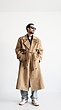 camel longline suede trench coat