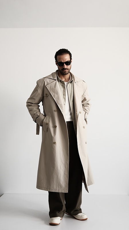 creamy classic trench coat