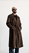 dark brown longline suede trench coat