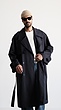 dark blue oversized casual trench coat