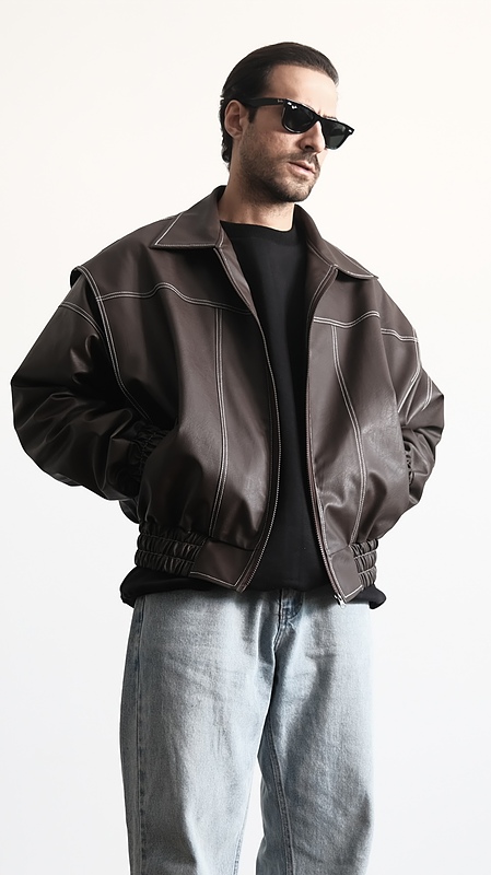 vintage leather bomber jacket