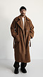 brown double breasted overcoat with belt