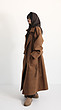 brown double breasted overcoat with belt