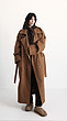 brown double breasted overcoat with belt