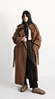 brown double breasted overcoat with belt