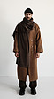 brown double breasted overcoat with belt