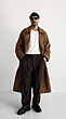 brown double breasted overcoat with belt