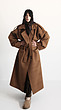 brown double breasted overcoat with belt