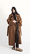 brown double breasted overcoat with belt