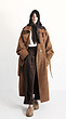 brown double breasted overcoat with belt