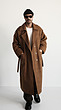 brown double breasted overcoat with belt