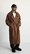 brown double breasted overcoat with belt