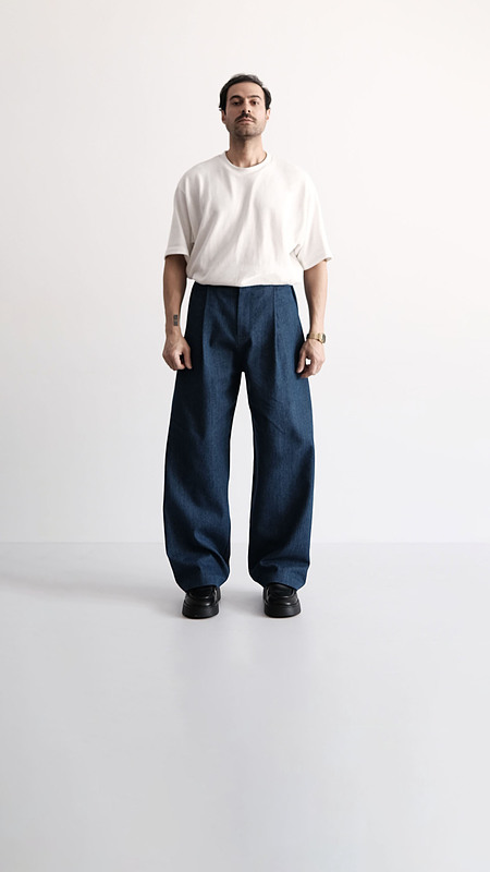 denim wide-leg trousers