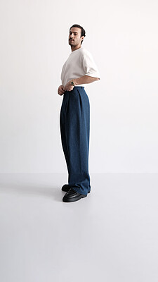 denim wide-leg trousers