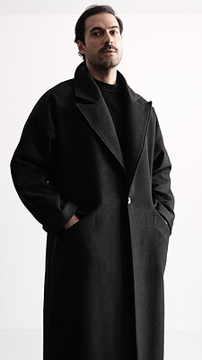 dark gray wool overcoat