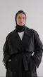 double breasted black trenchcoat